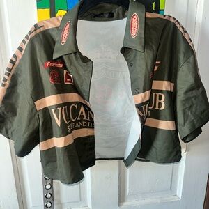 SHEIN Olive and Coral Graphic Shirt